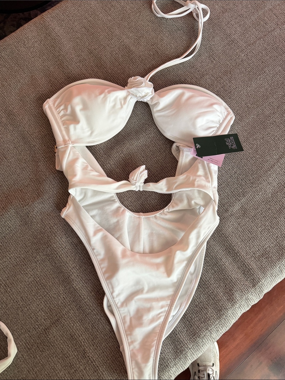 wild fable White One-Piece Swimsuit with Front Tie Detail